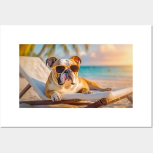 bulldog at the beach Posters and Art